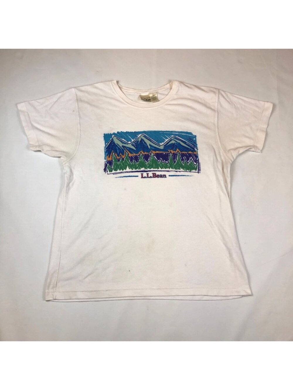 Vintage LL Bean Womens Coolmax & Cotton Outdoor Active White T-Shirt Size Large